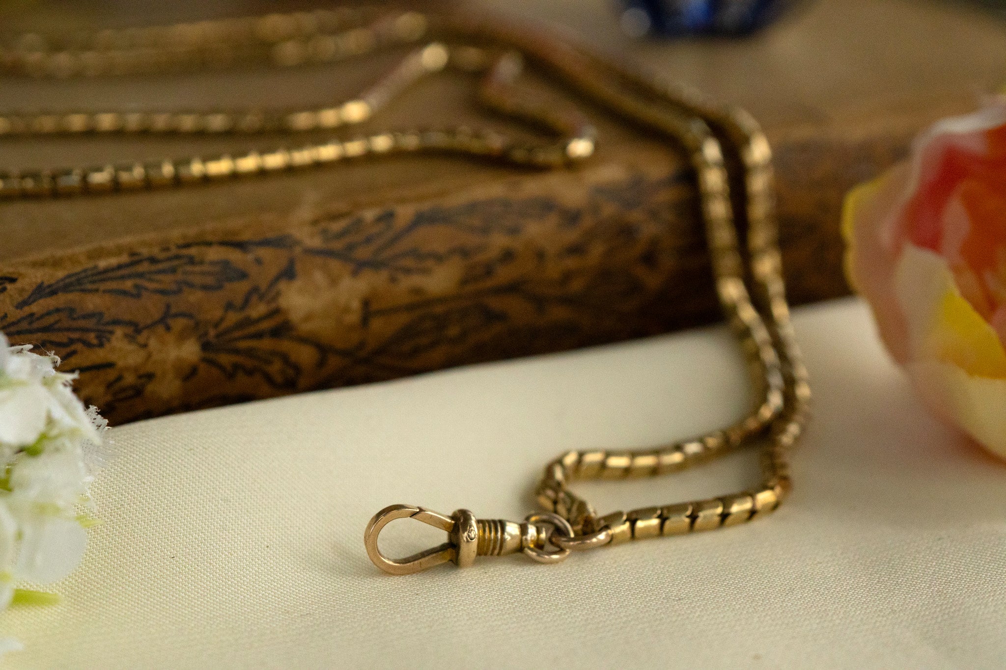 ANTIQUE LONG SNAKE CHAIN WITH ALBERT CLASP image 4