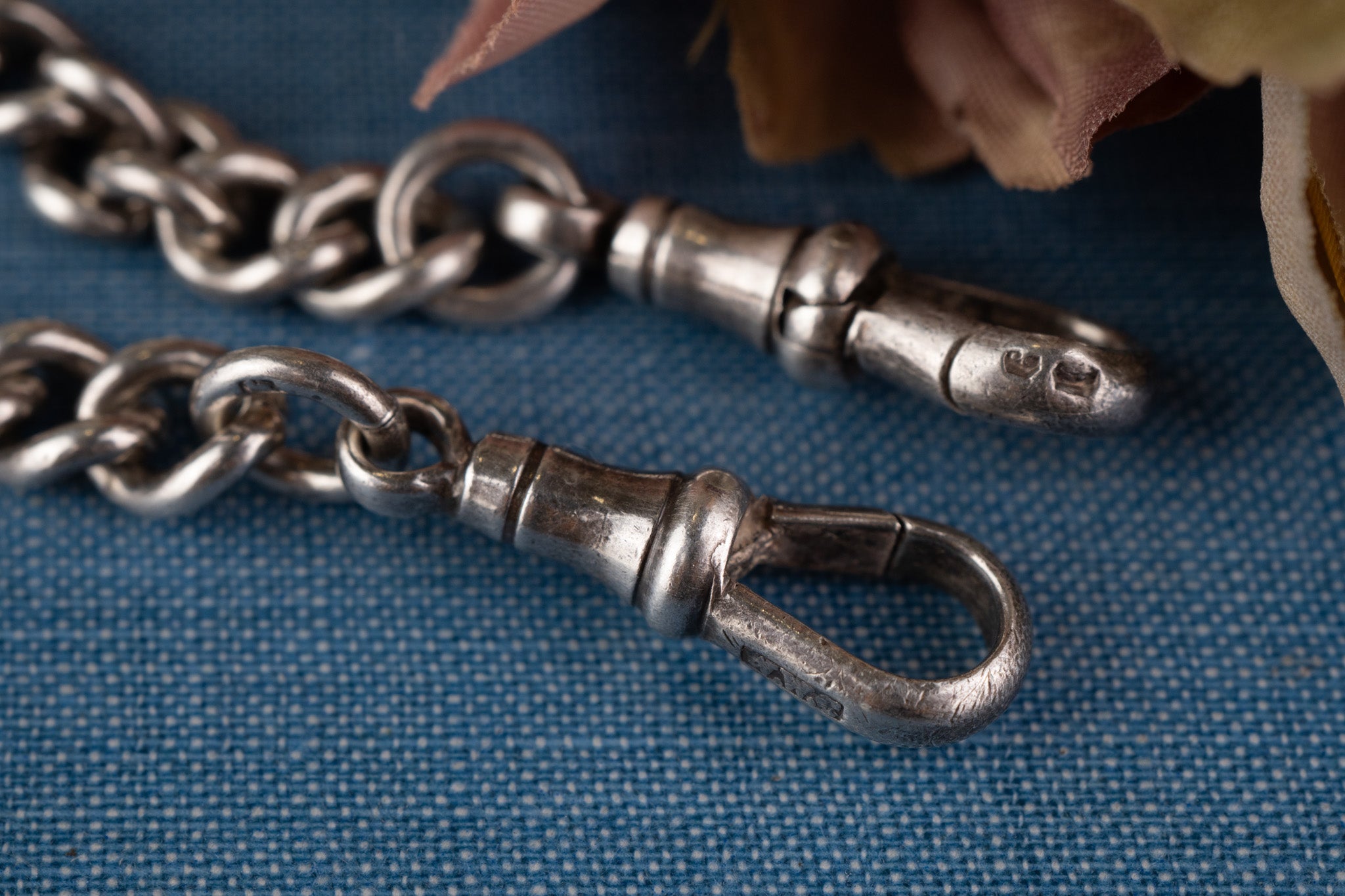 VICTORIAN HEAVY SILVER DOUBLE ALBERT CHAIN image 11