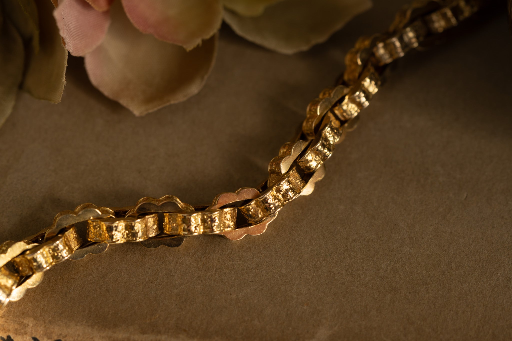ANTIQUE 9 CT SCALLOPED EDGE BRACELETS WITH ALBERT CLASP - reserved