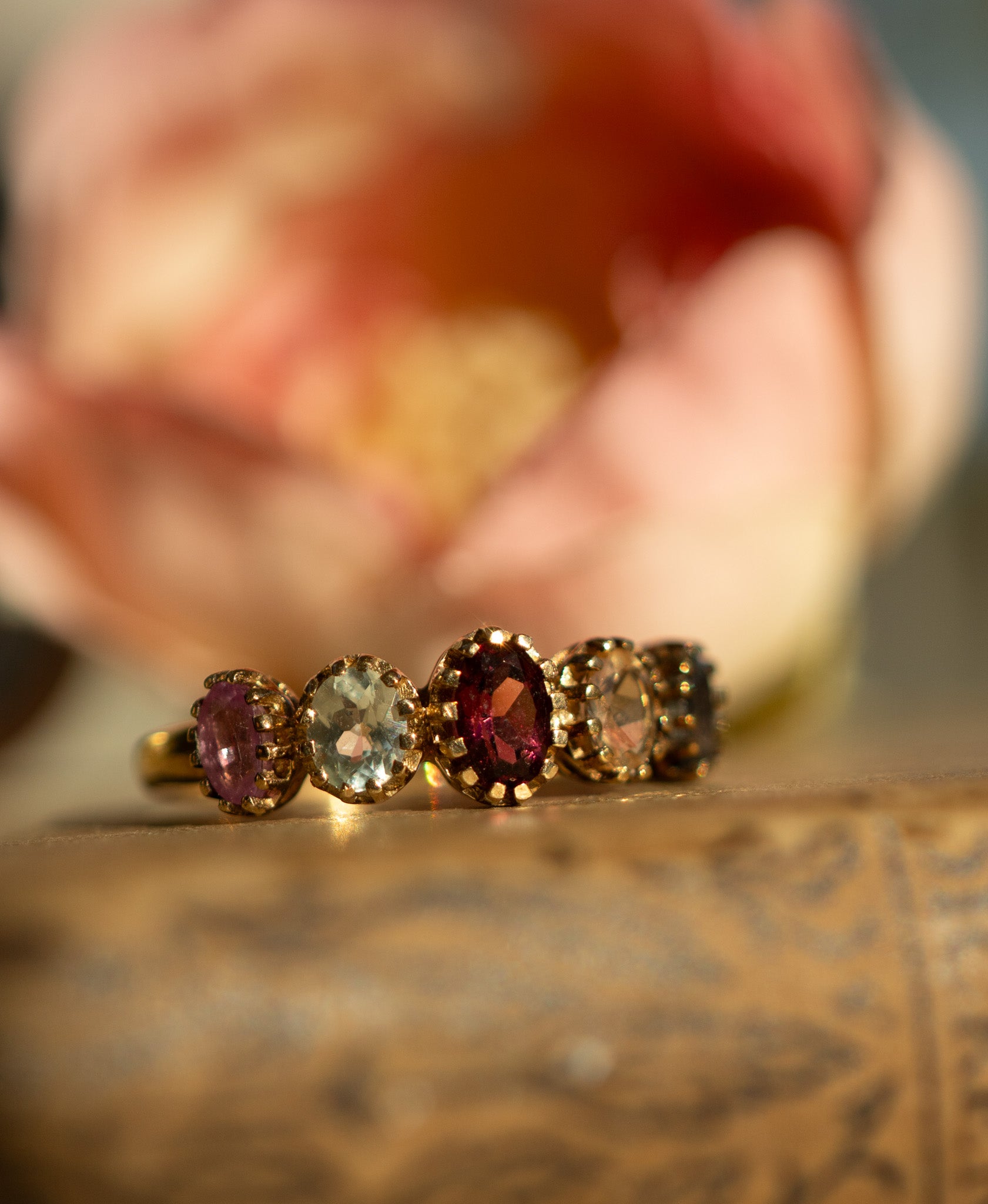 9CT GOLD MULTI GEMSTONE STACKING RING - RESERVED