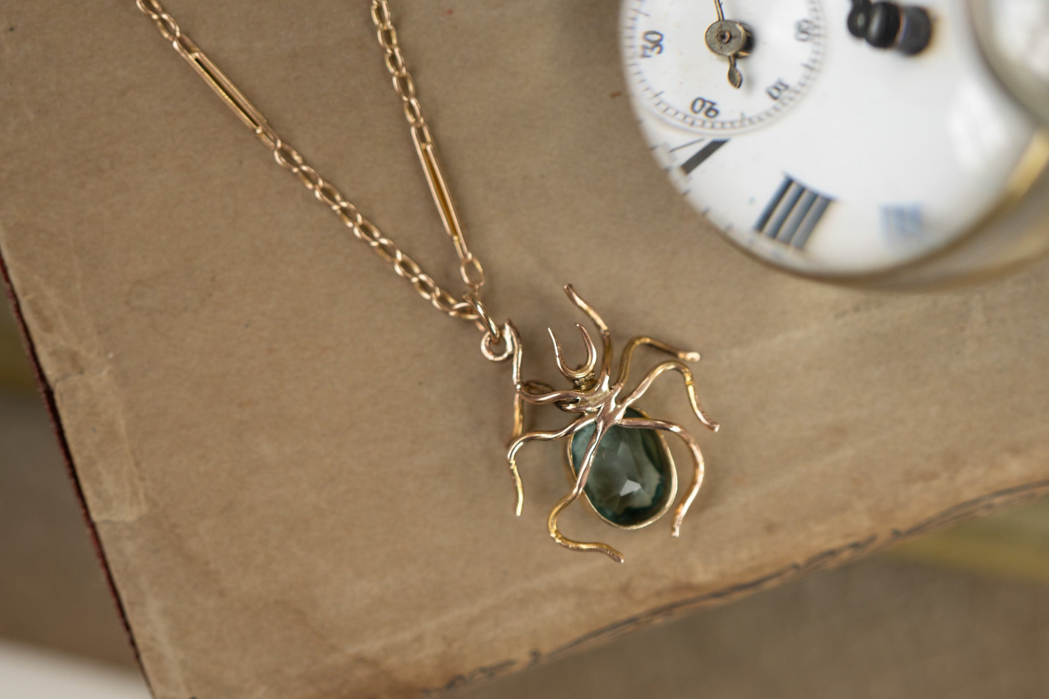 VICTORIAN 9CT GOLD PASTE AND PEARL SPIDER PENDANT