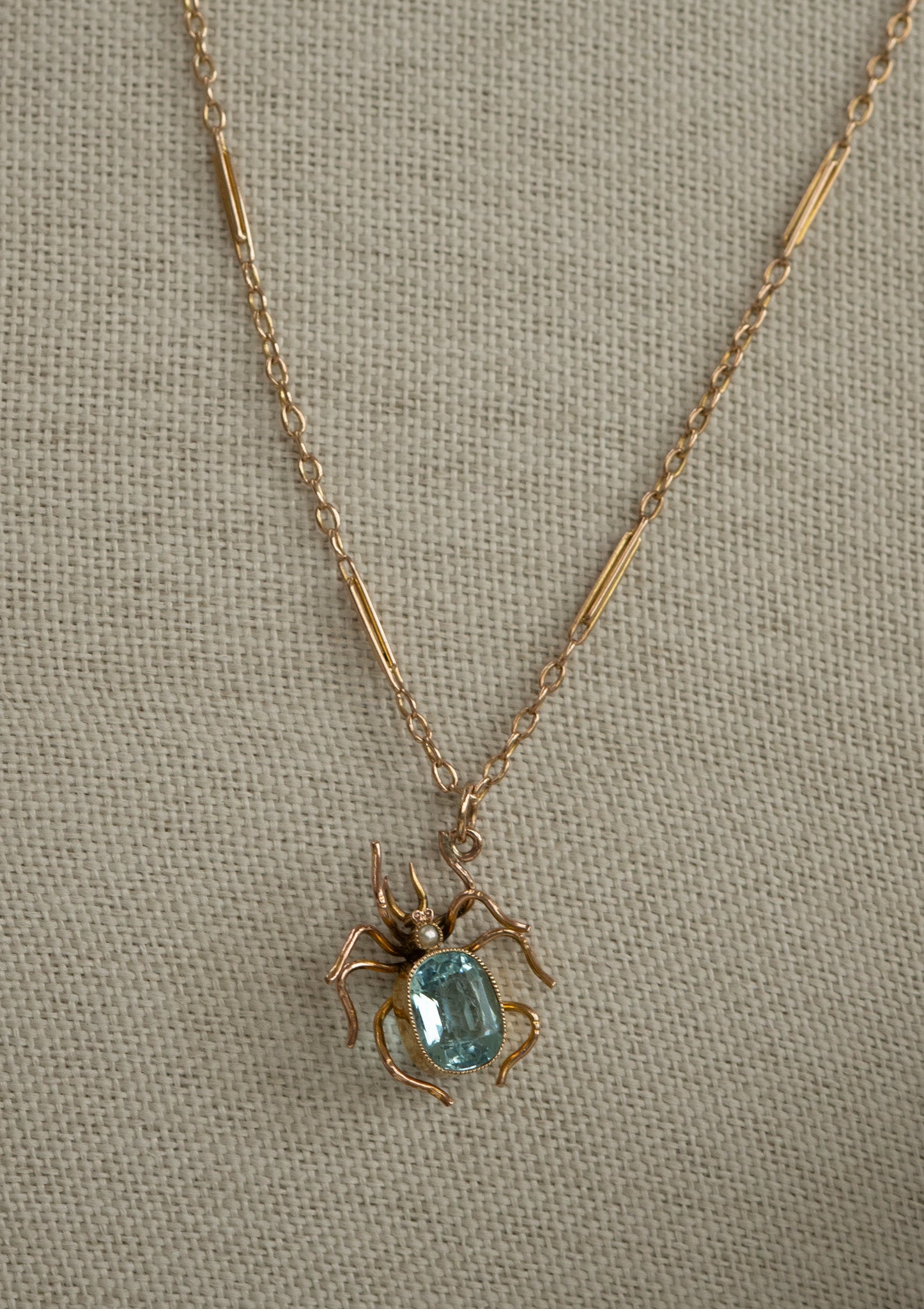 VICTORIAN 9CT GOLD PASTE AND PEARL SPIDER PENDANT