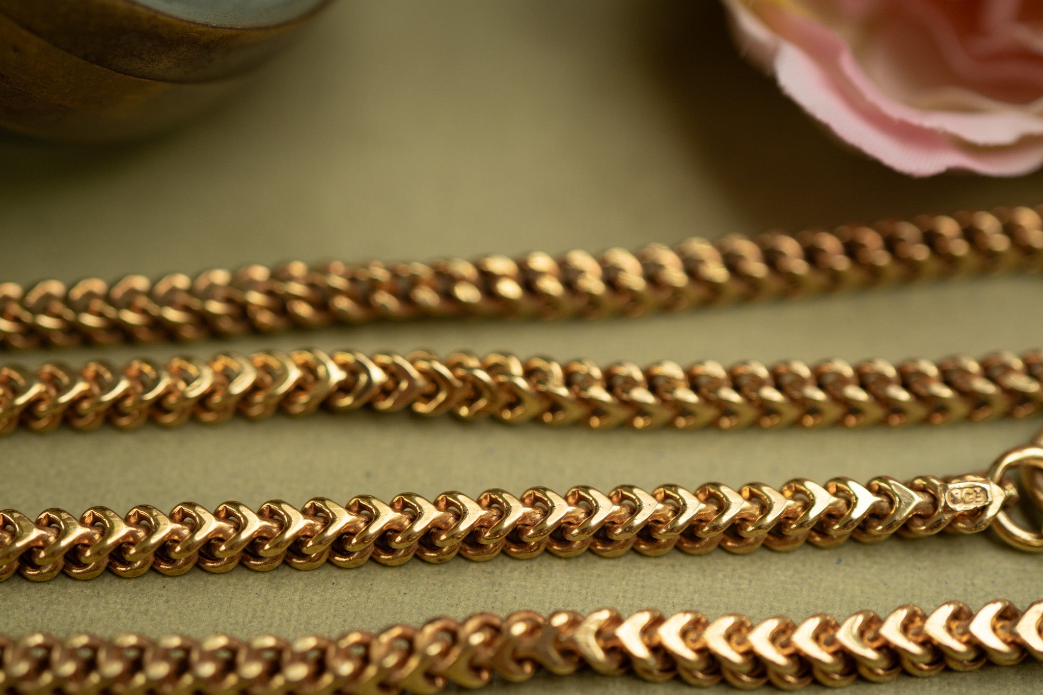 Chunky 9ct Gold Square Wheat Link Chain - Reserved