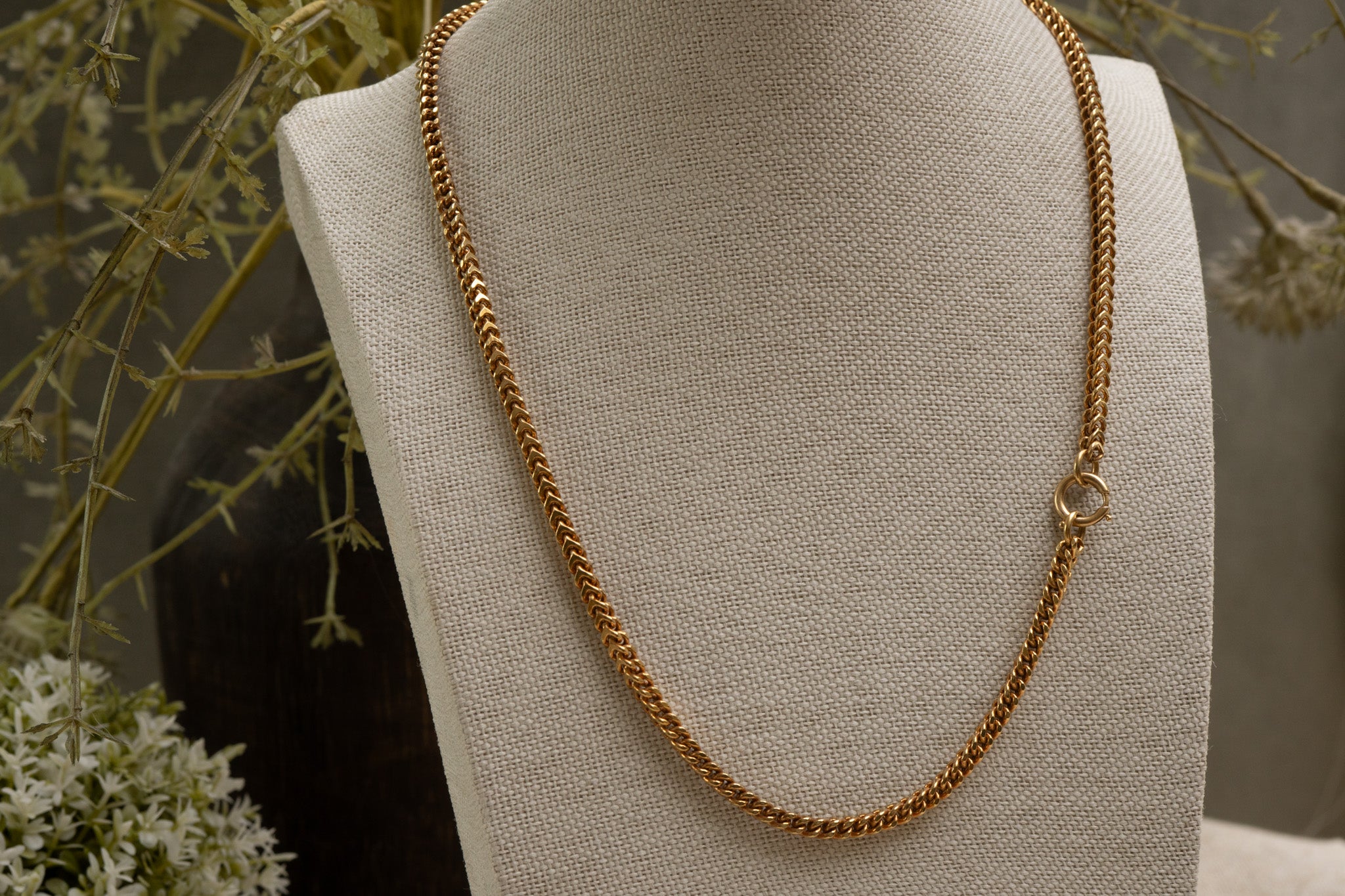 Chunky 9ct Gold Square Wheat Link Chain - Reserved