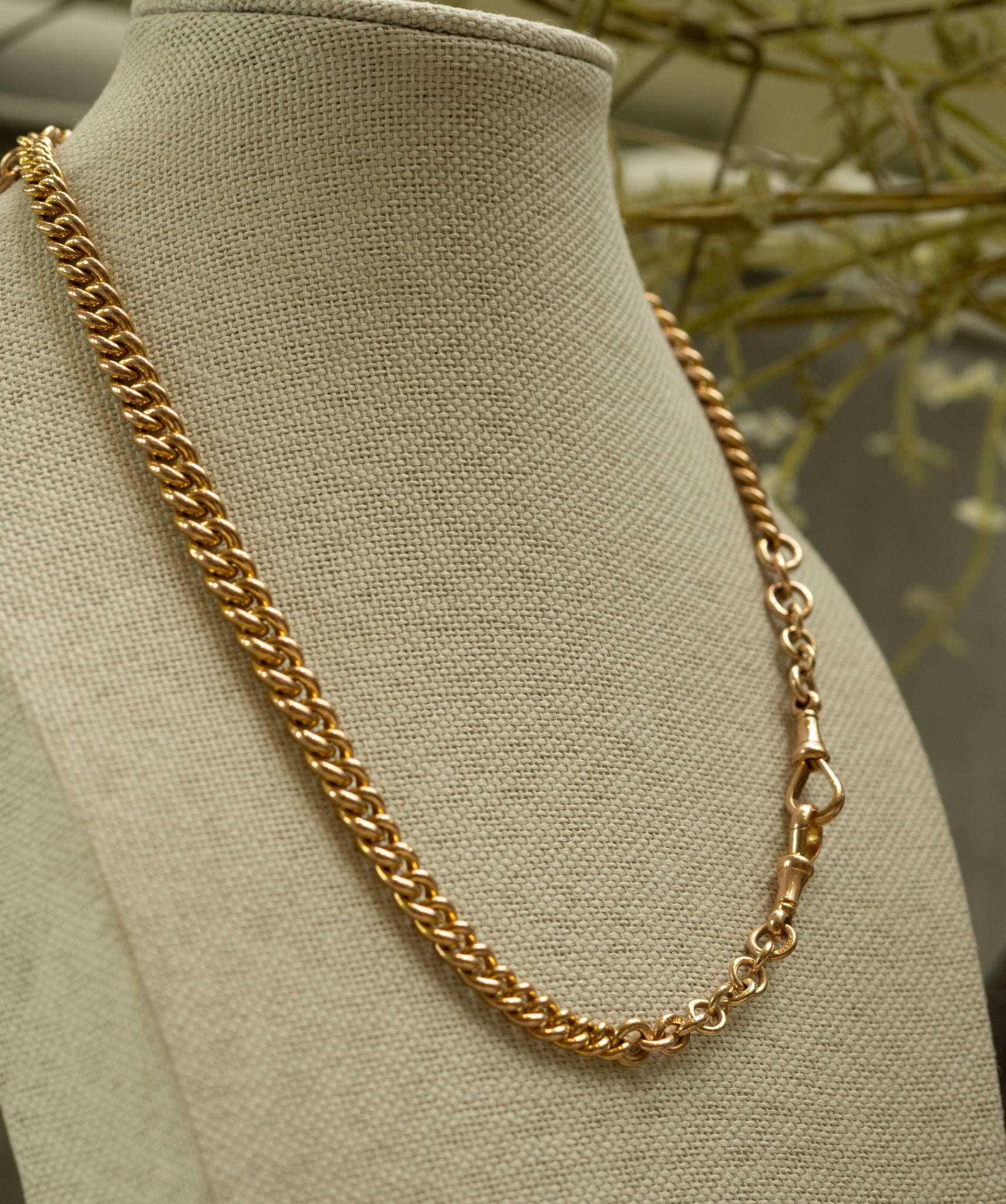 Antique 9ct Yellow Gold Graduated Tight Curb Double Albert Chain Wth T Bar