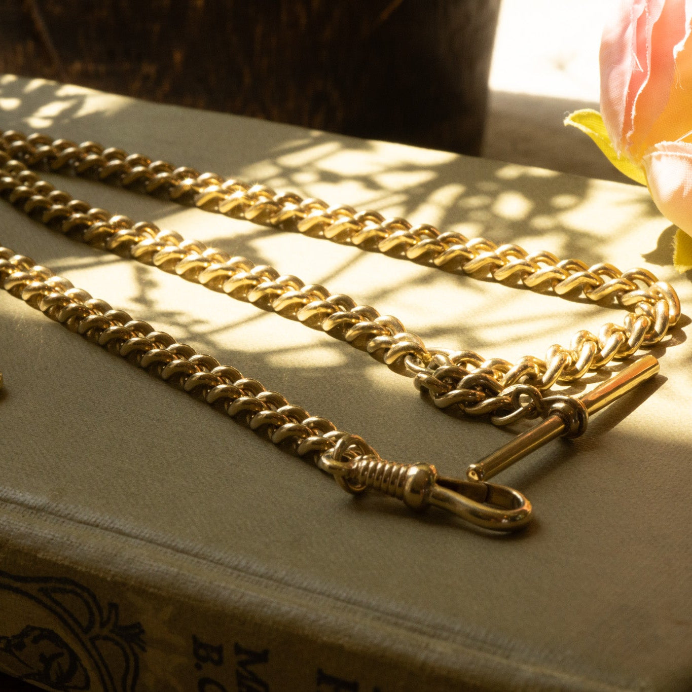 9ct gold Double Albert Chain with T bar