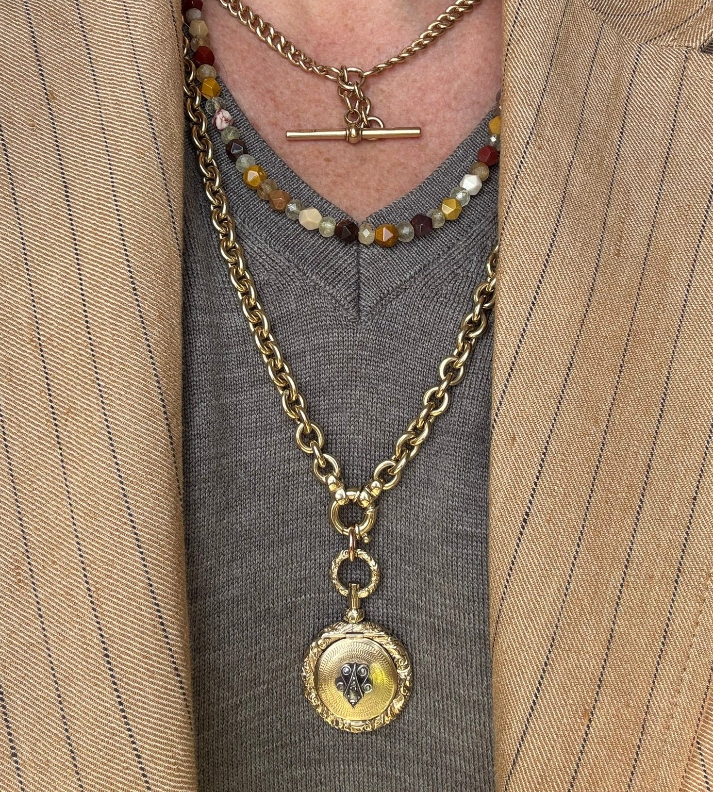 Exceptional Victorian Gold Locket or Vinaigrette, Diamond Set