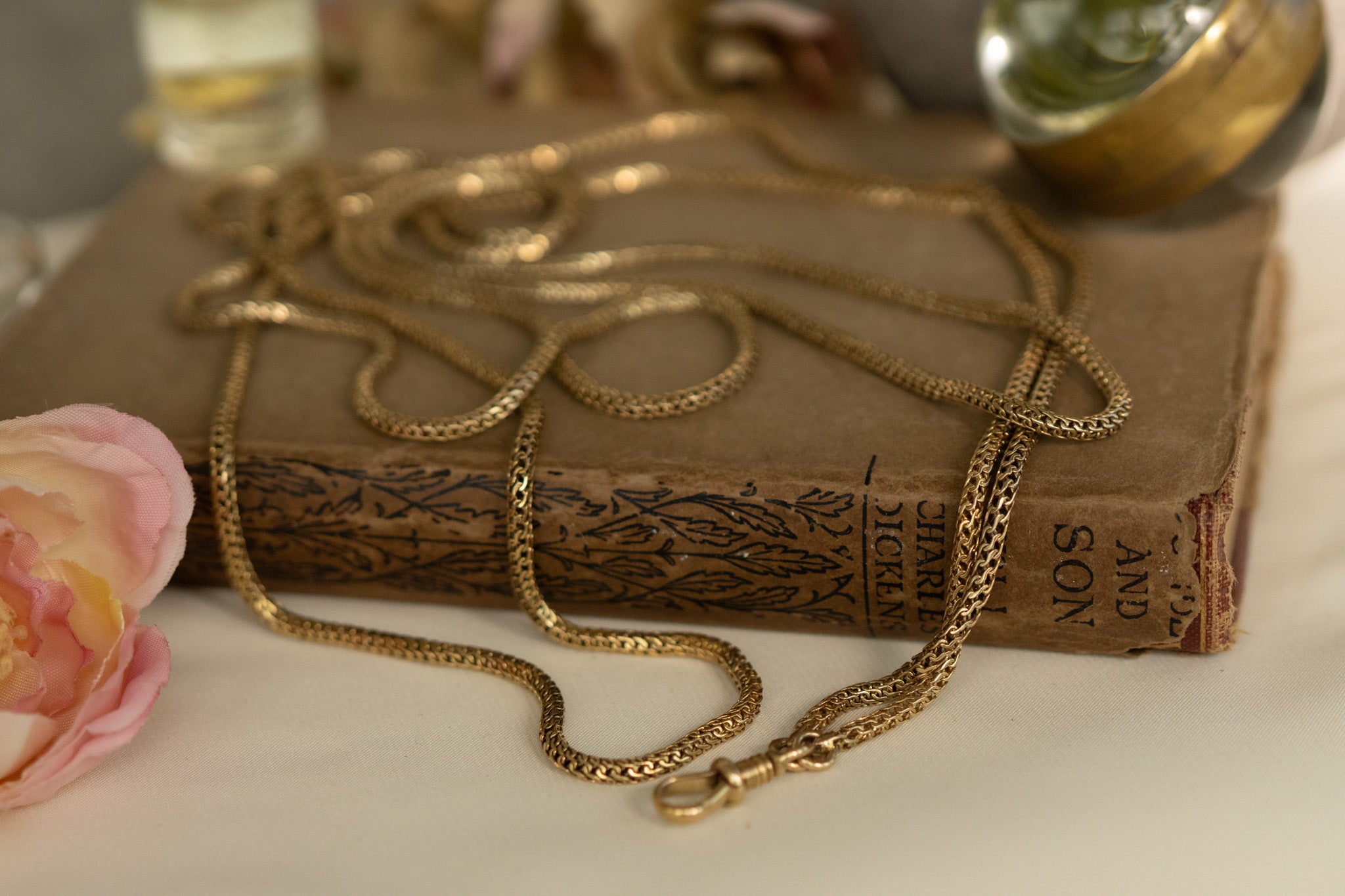 ANTIQUE 9CT GOLD S LINK GUARD CHAIN - 63 INCHES - 41.9G image 0