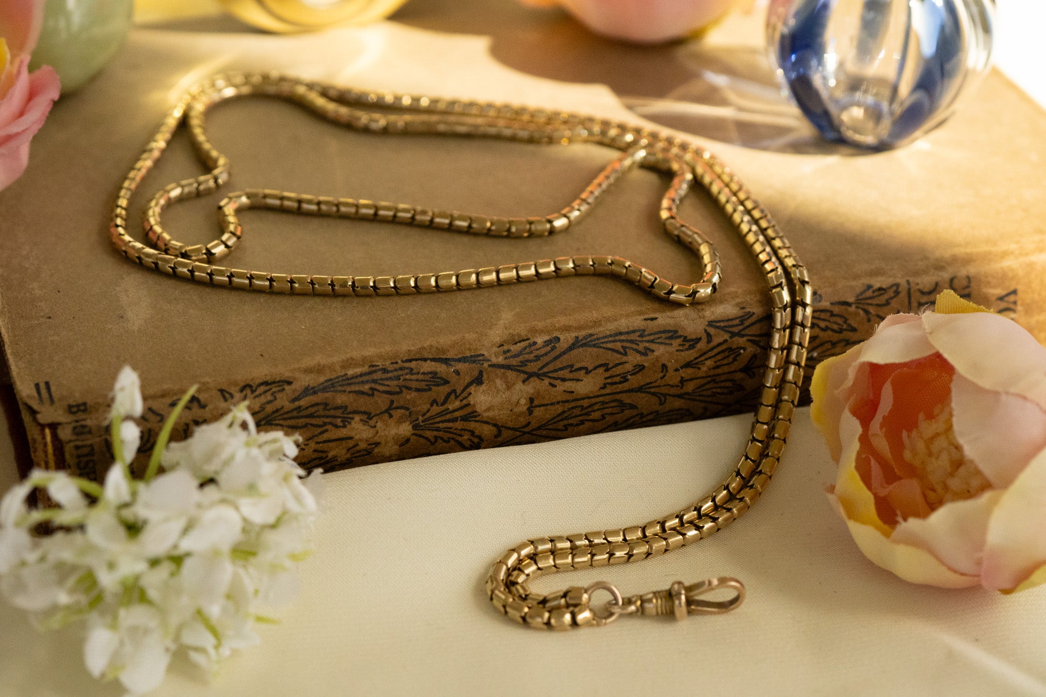 ANTIQUE LONG SNAKE CHAIN WITH ALBERT CLASP image 0