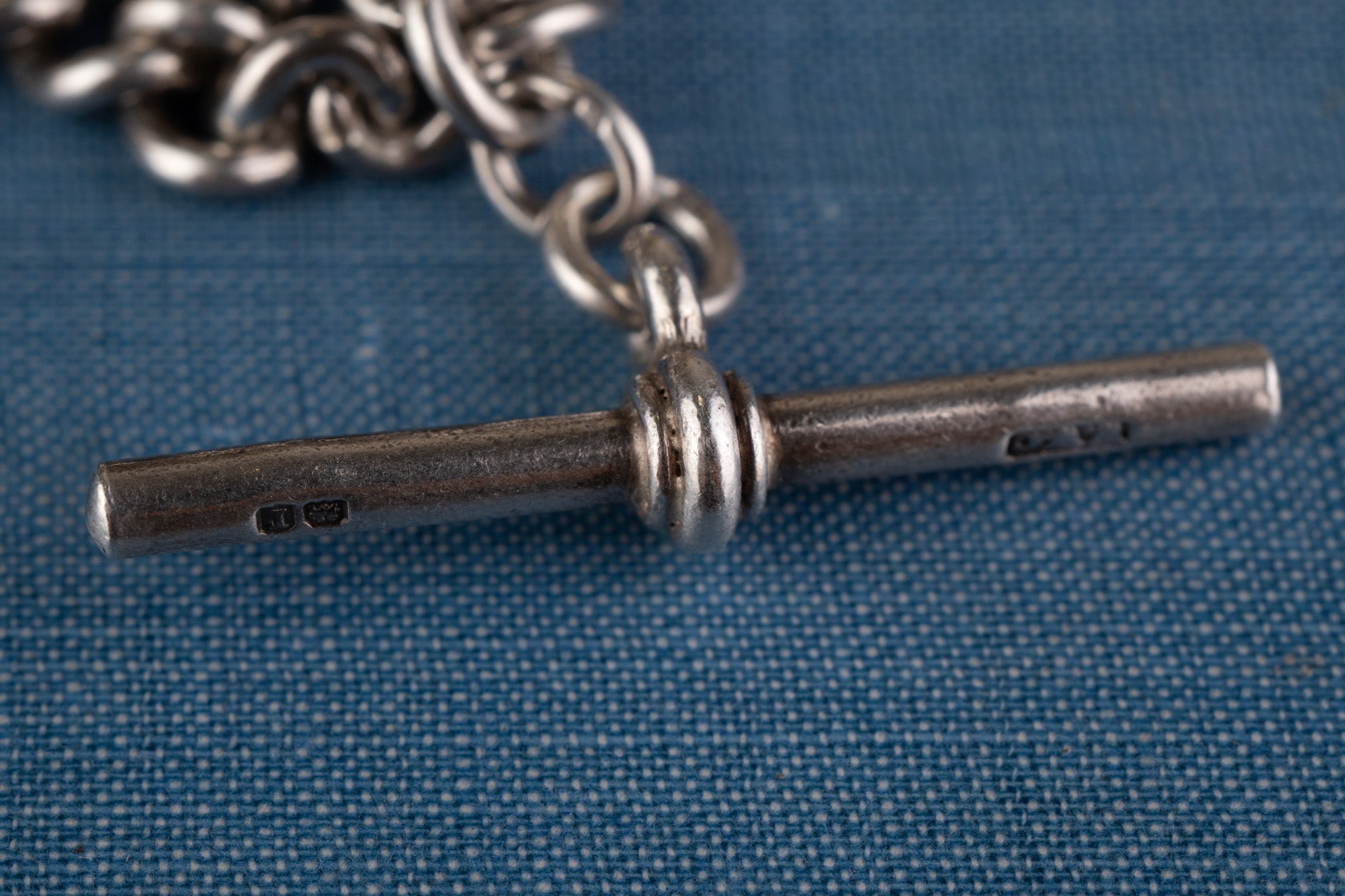 VICTORIAN HEAVY SILVER DOUBLE ALBERT CHAIN image 10