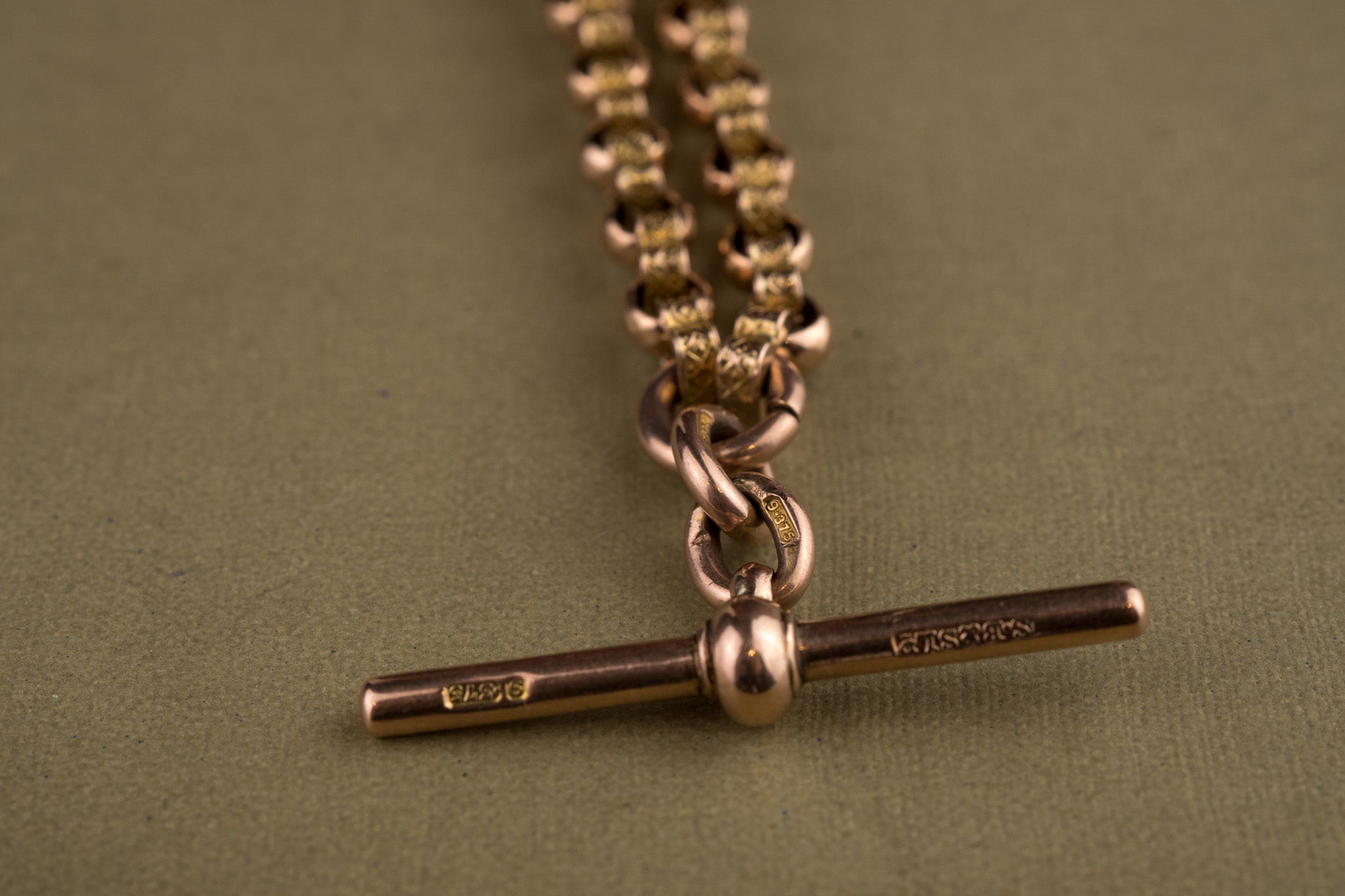 ANTIQUE 9CT GOLD LATE VICTORIAN FANCY DOUBLE TROMBONE ALBERT CHAIN - 26.6G image 9