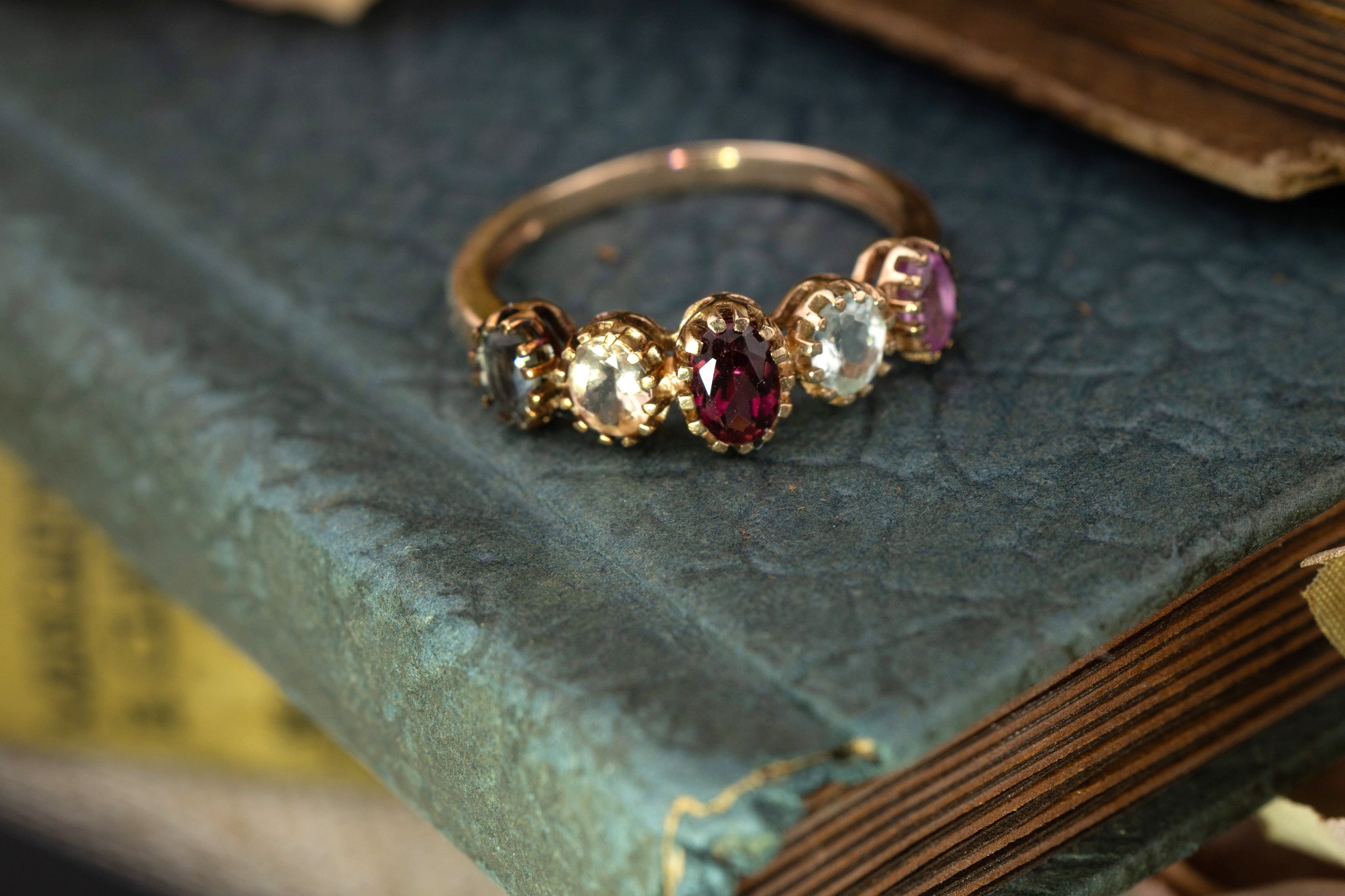 9CT GOLD MULTI GEMSTONE STACKING RING image 4