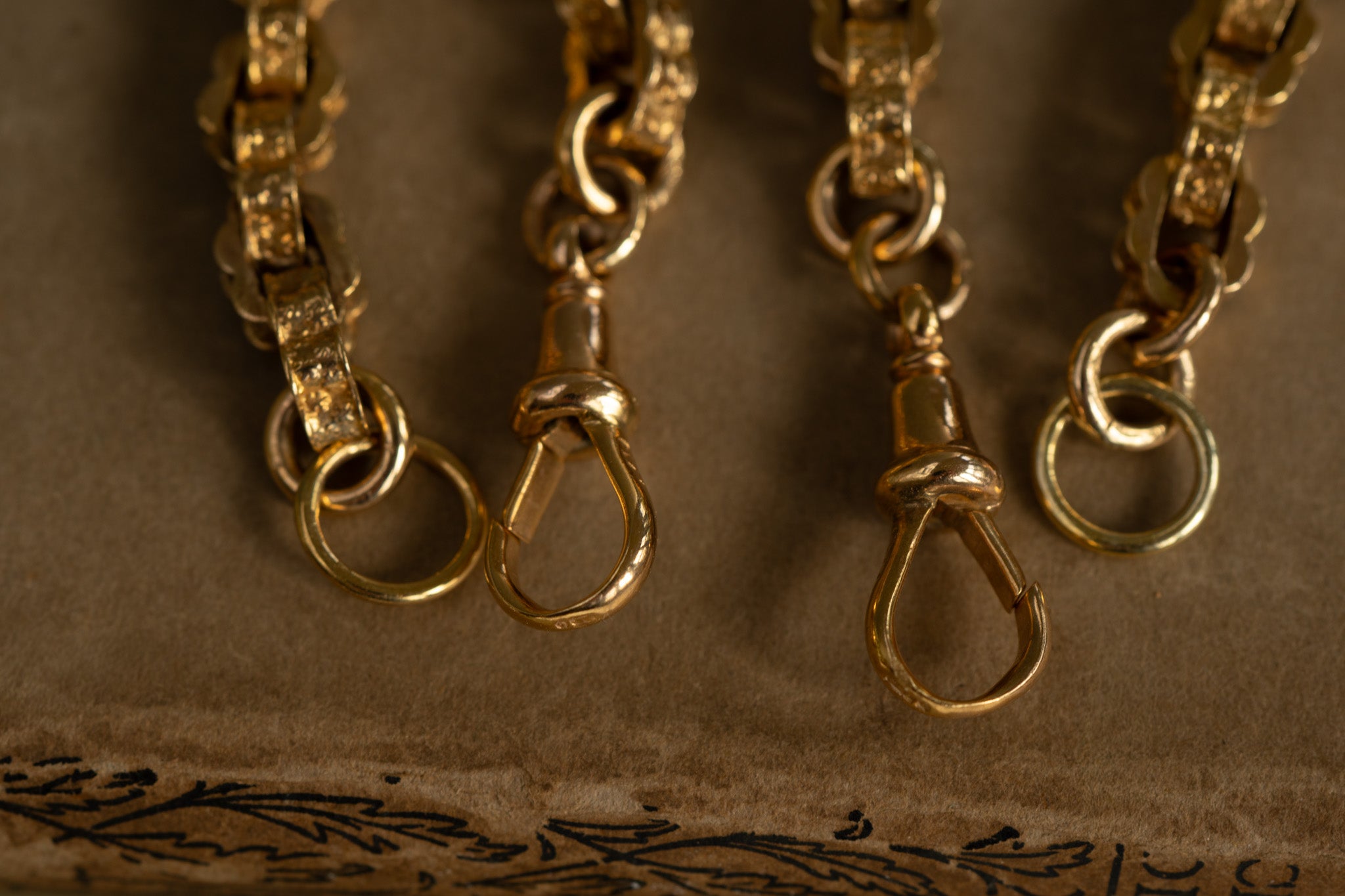 ANTIQUE 9 CT SCALLOPED EDGE BRACELETS WITH ALBERT CLASP - reserved