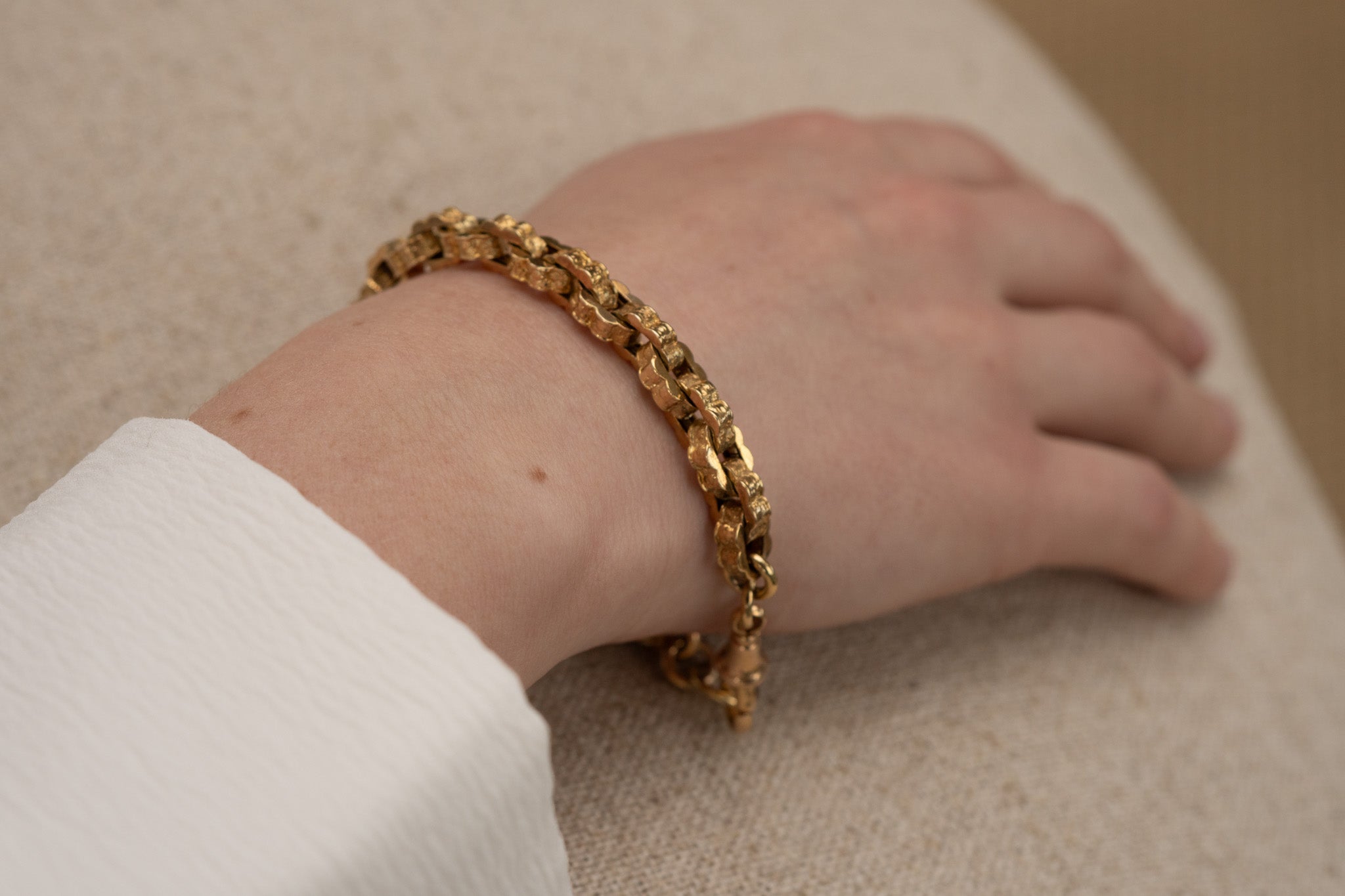 ANTIQUE 9 CT SCALLOPED EDGE BRACELETS WITH ALBERT CLASP - reserved