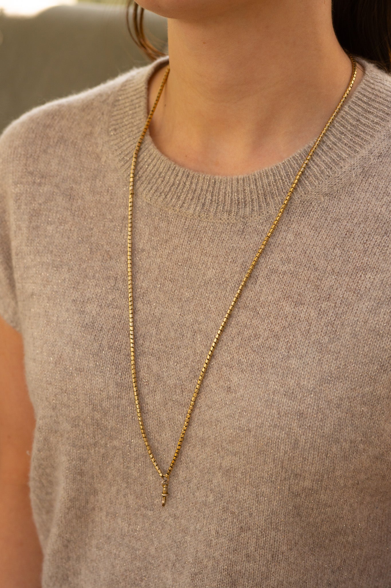 ANTIQUE LONG SNAKE CHAIN WITH ALBERT CLASP - RESERVED