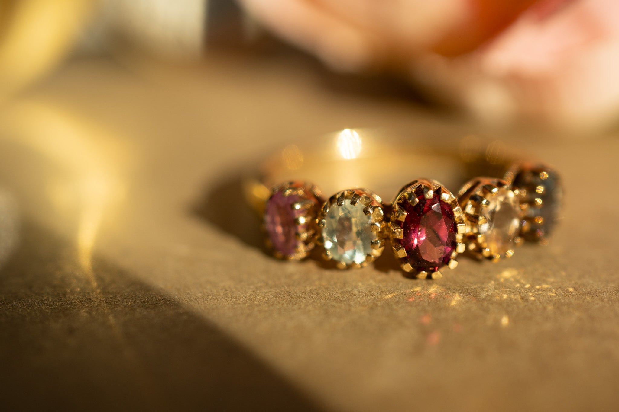 9CT GOLD MULTI GEMSTONE STACKING RING - RESERVED