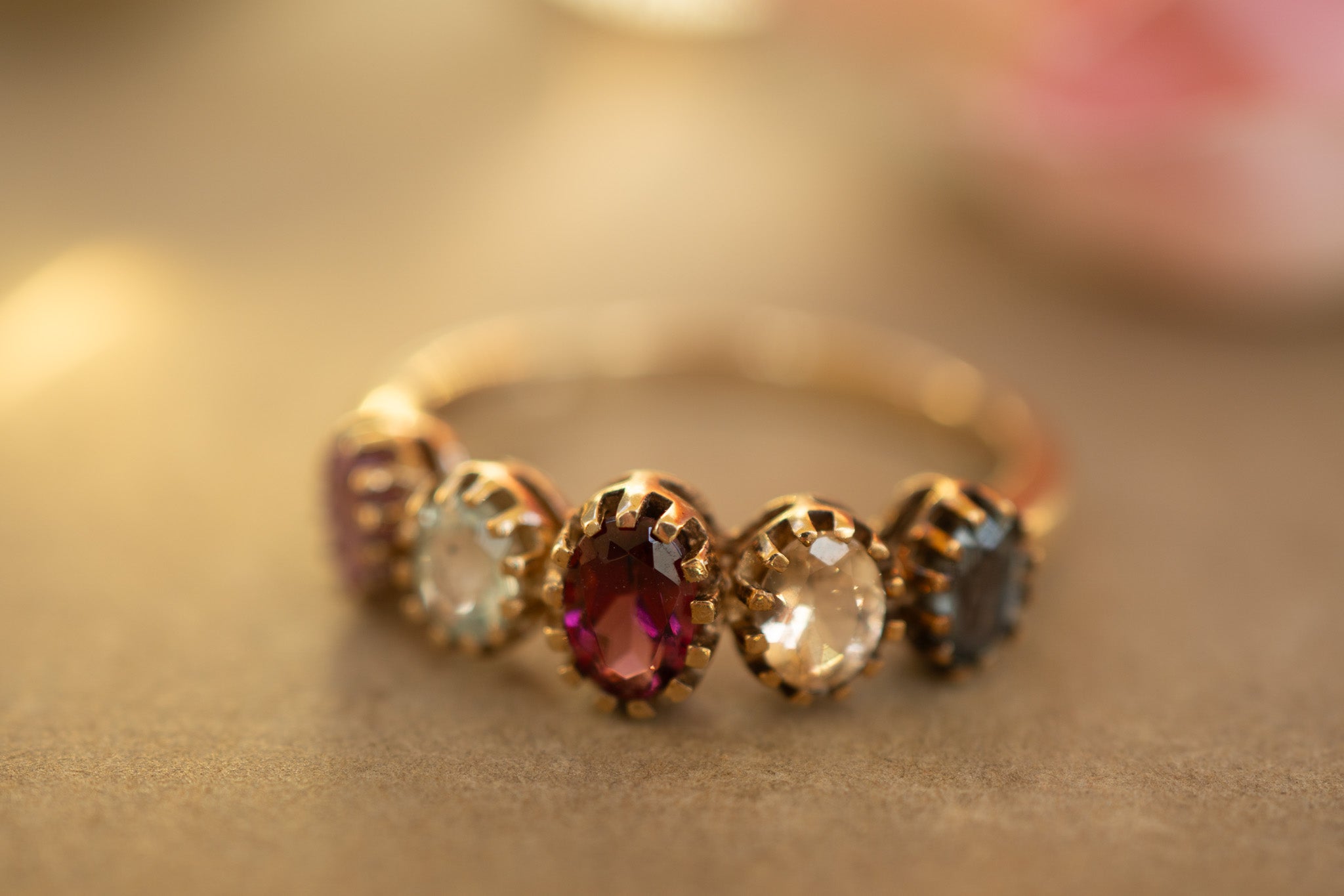 9CT GOLD MULTI GEMSTONE STACKING RING - RESERVED