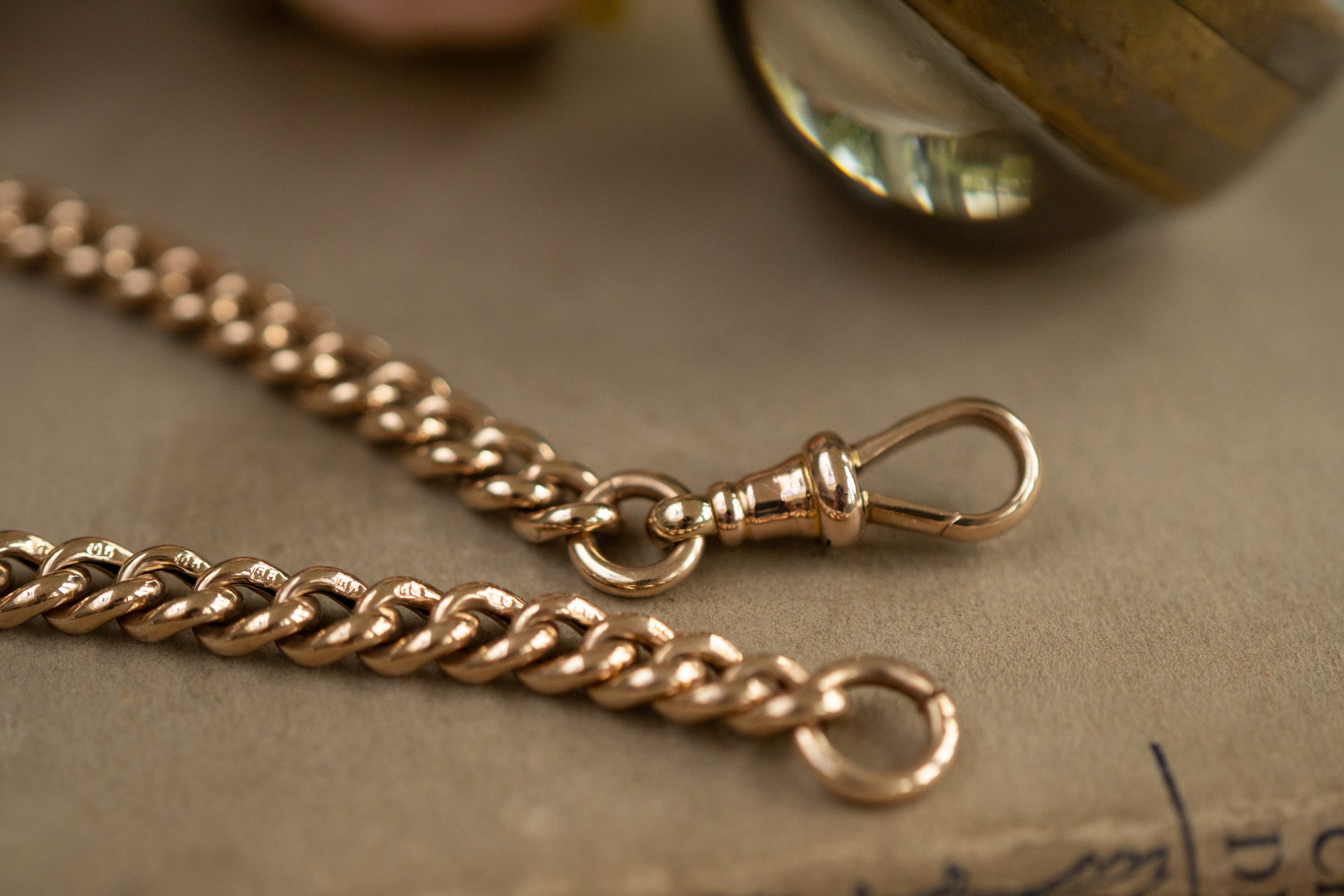Antique 9ct Gold Curb Bracelet with John Goffe and Son Albert Clasp, Birmingham