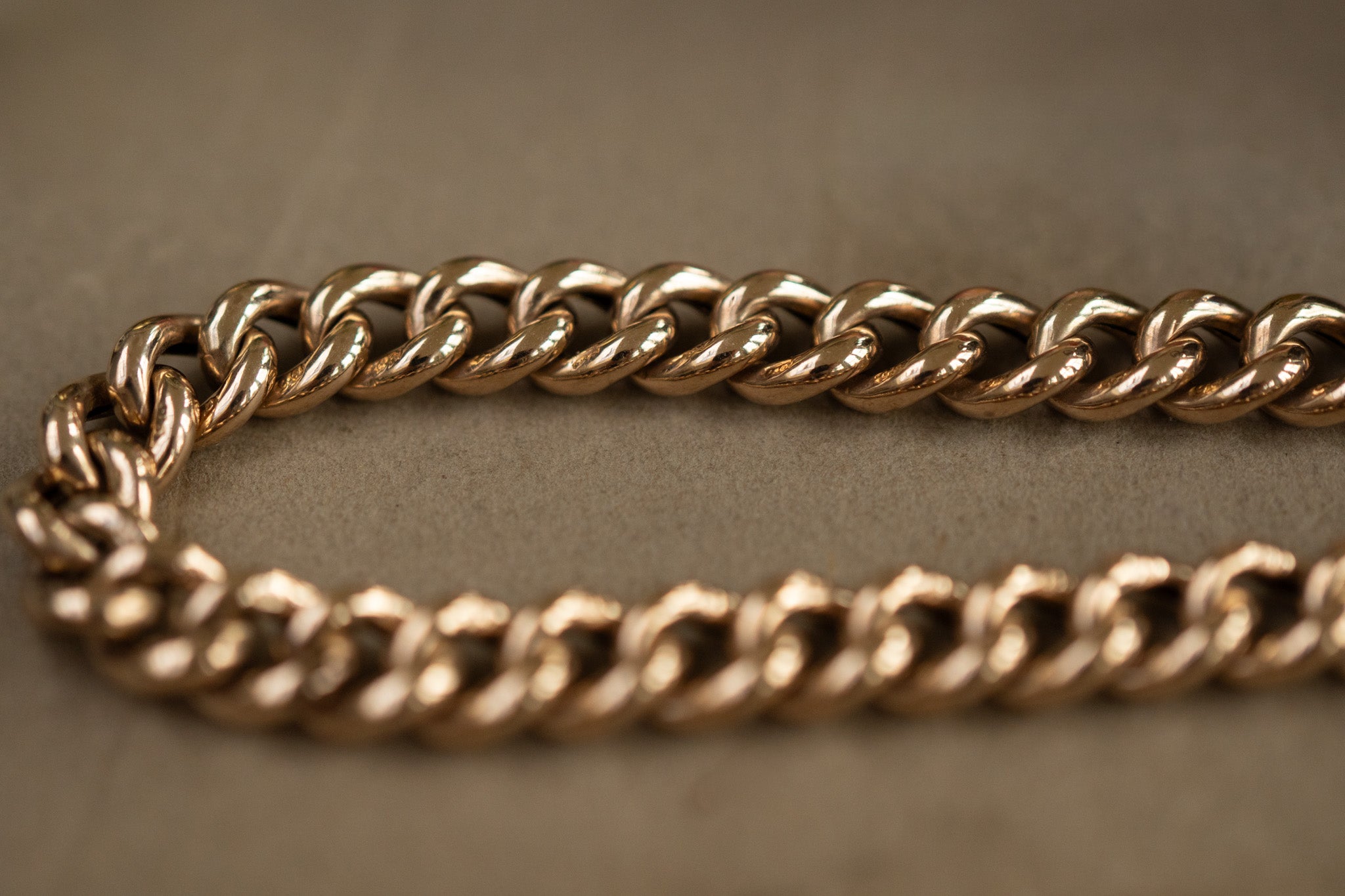 Antique 9ct Gold Curb Bracelet with John Goffe and Son Albert Clasp, Birmingham