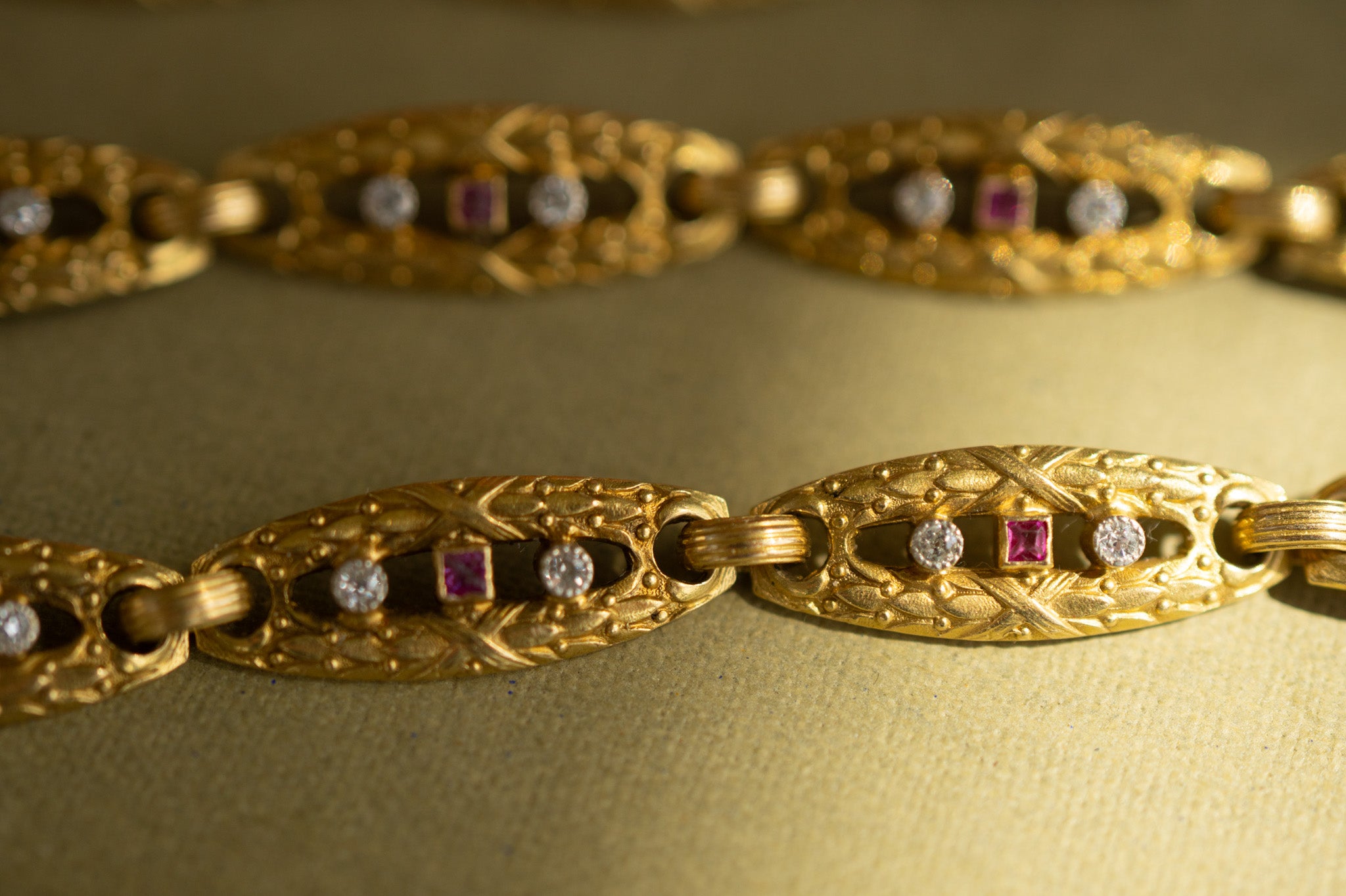 French Antique 18ct Gold Belle Époque Ruby and Diamond Convertible Necklace - Bracelet