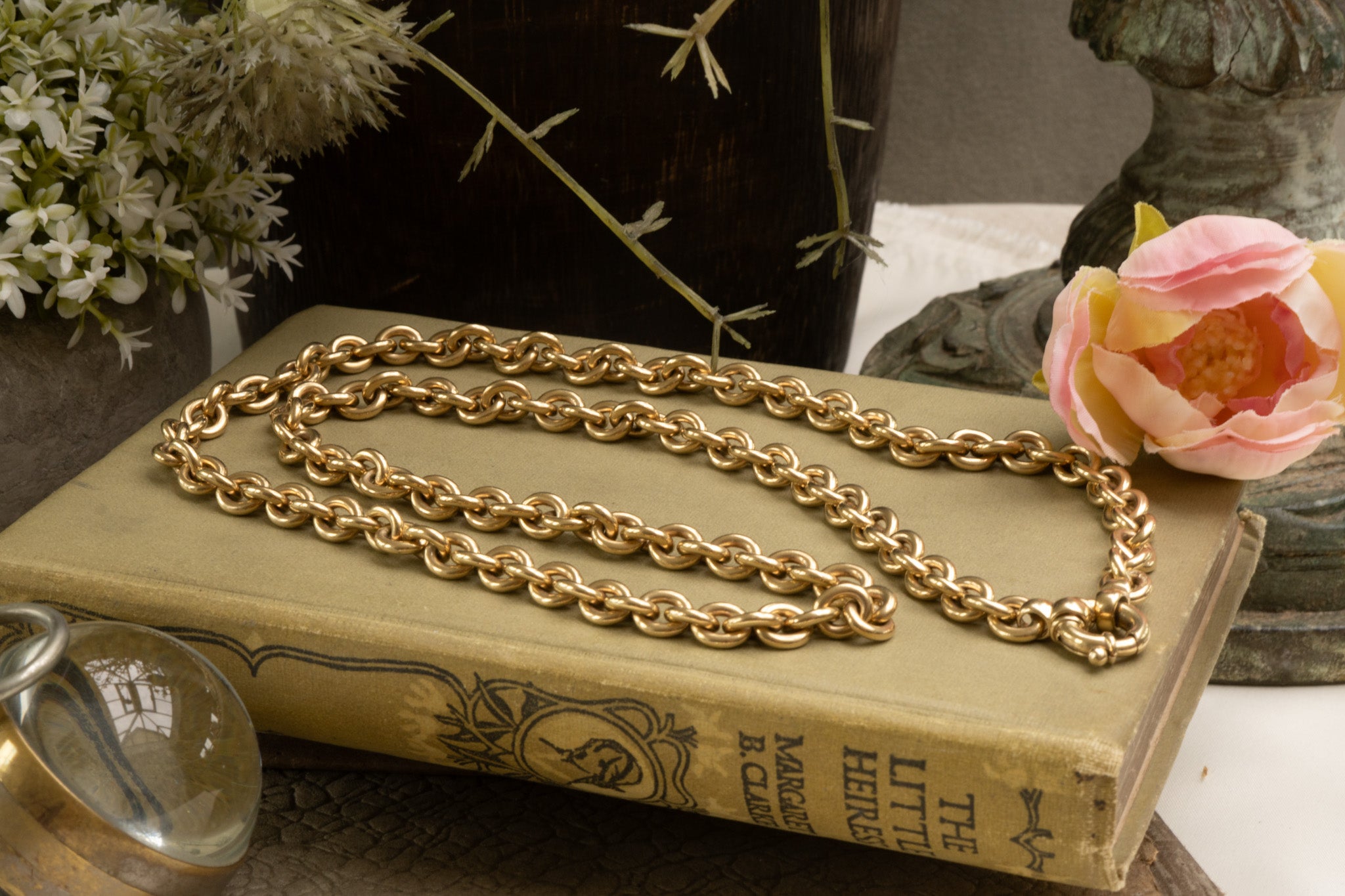 9ct Gold Oversized Cable Link Chain with Puffy Bolt Clasp, 86 grams - Reserved
