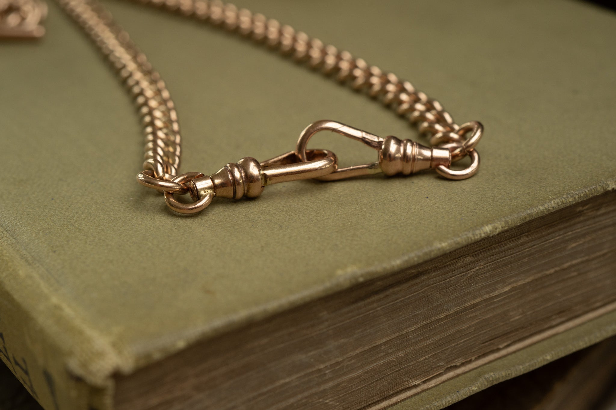Antique Soft Peach Rose Double Albert Chain With Slideable T Bar. reserved