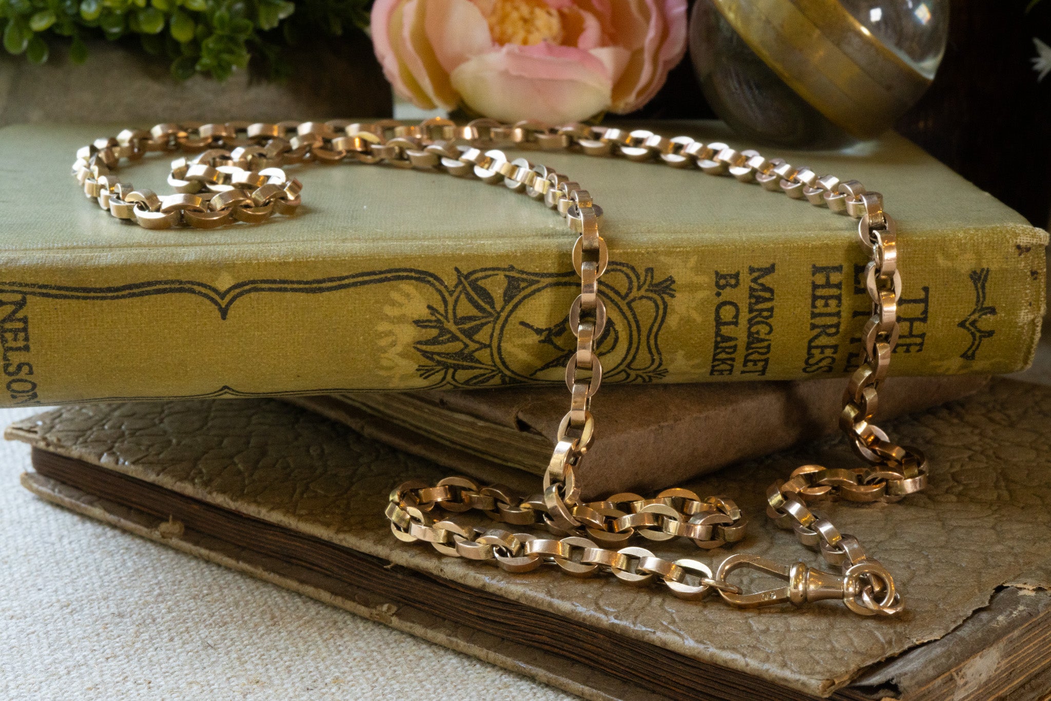 Antique Chunky Oval Link Chain with Albert Clasp -reserved