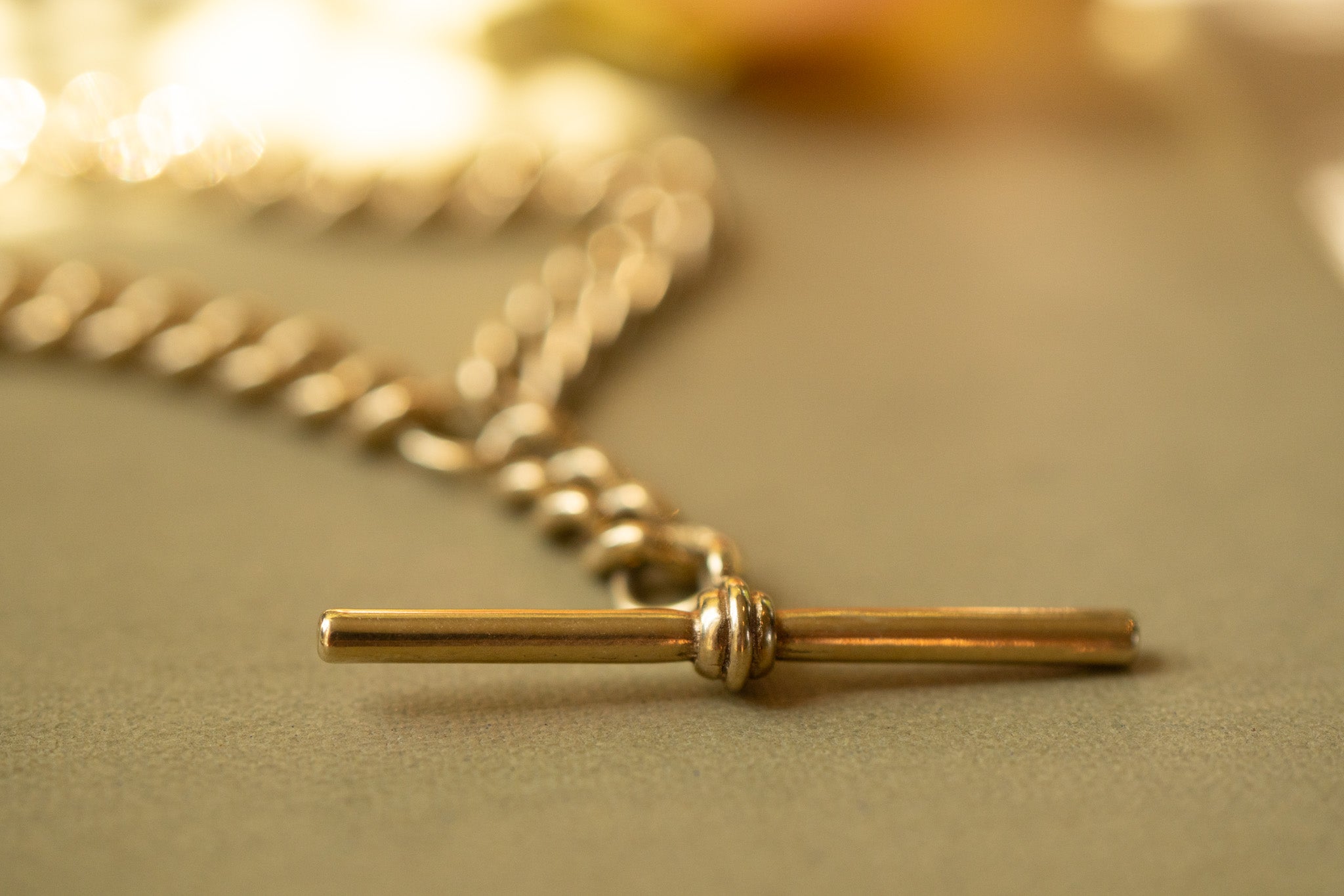 9ct gold Double Albert Chain with T bar