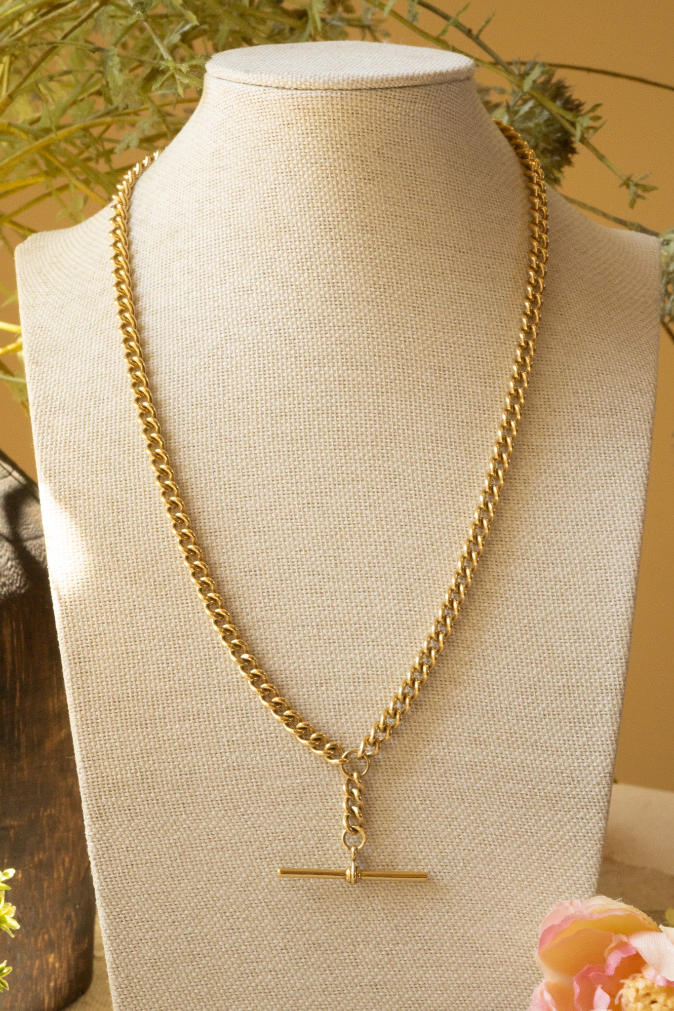 9ct gold Double Albert Chain with T bar