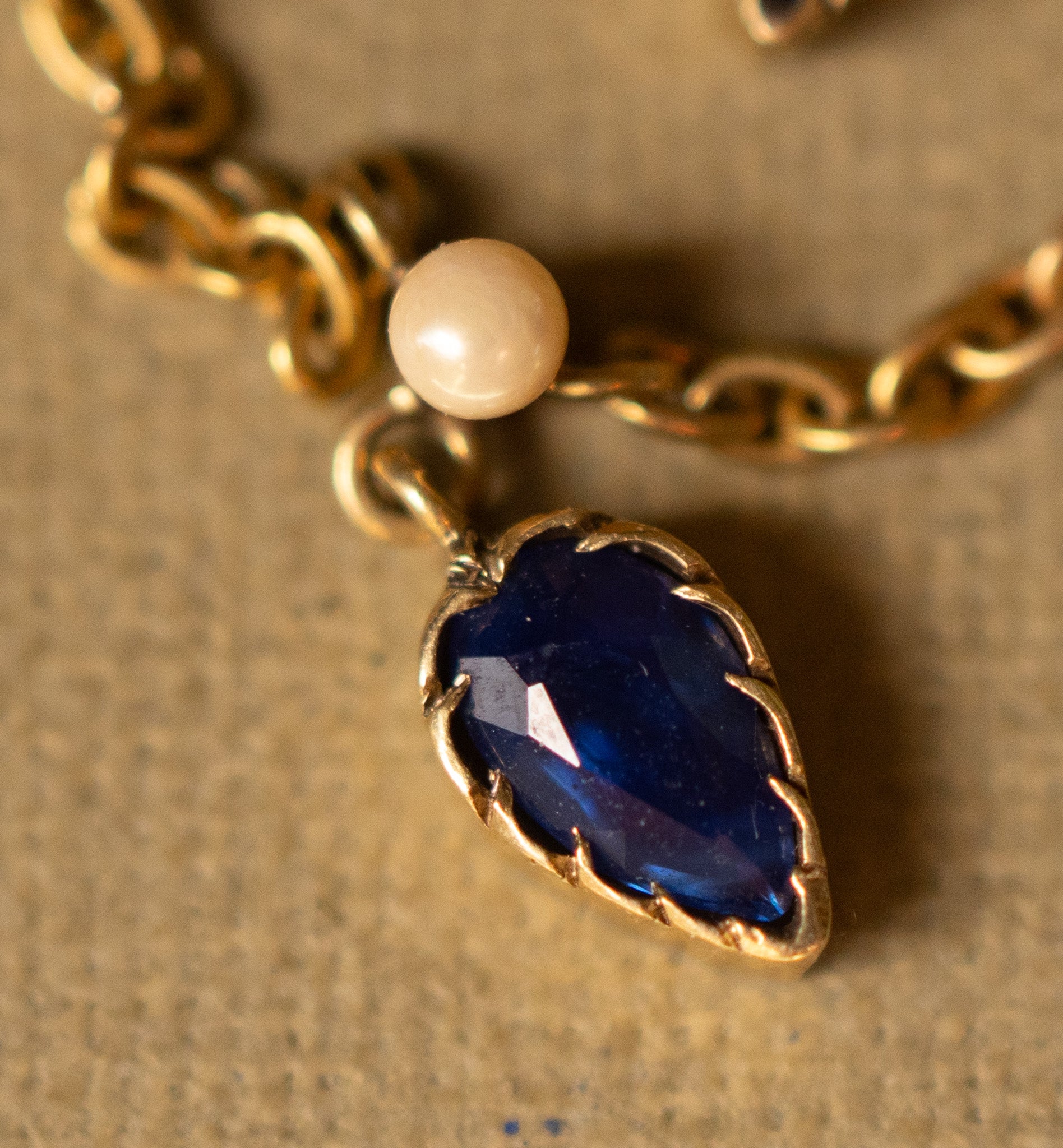 French Belle Époque festoon swag necklace in 18ct gold with Sapphires and Pearls