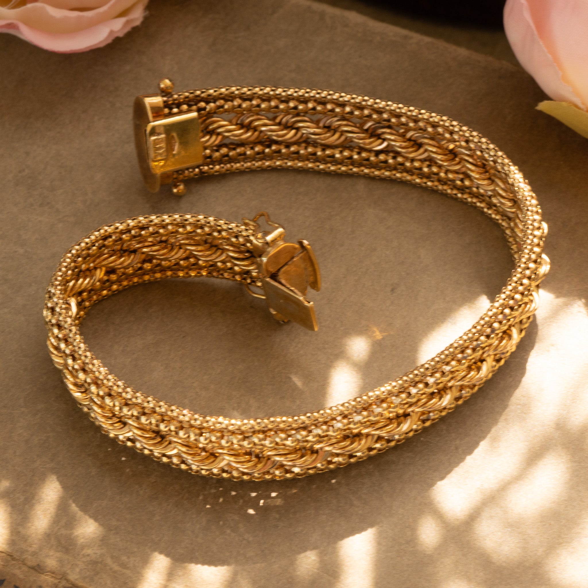 UNOAERRE 9CT GOLD WOVEN BRACELET - ITALIAN GOLD