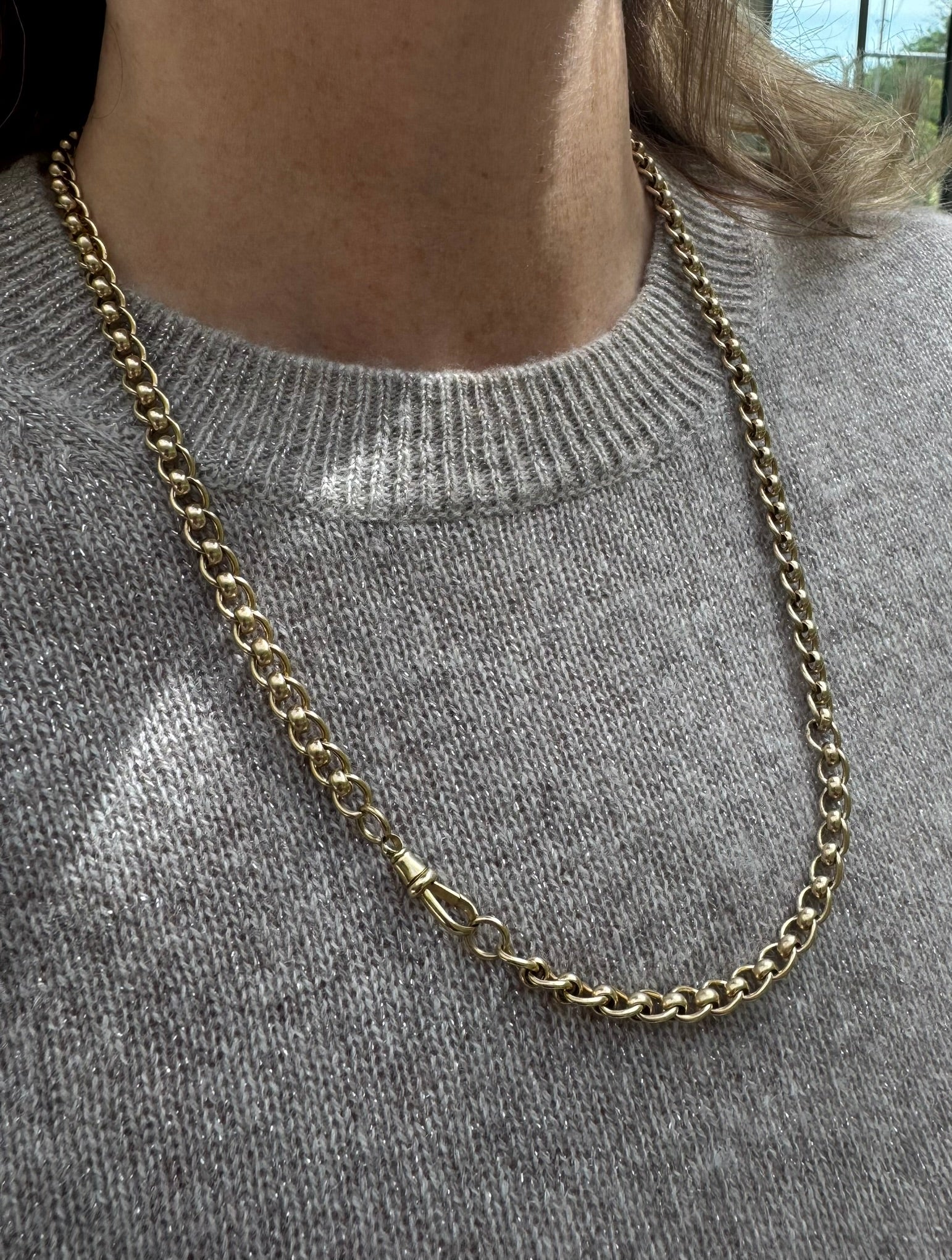 SUBSTANTIAL VINTAGE  9CT GOLD ROLLER BALL CHAIN WITH ALBERT CLASP RESERVED