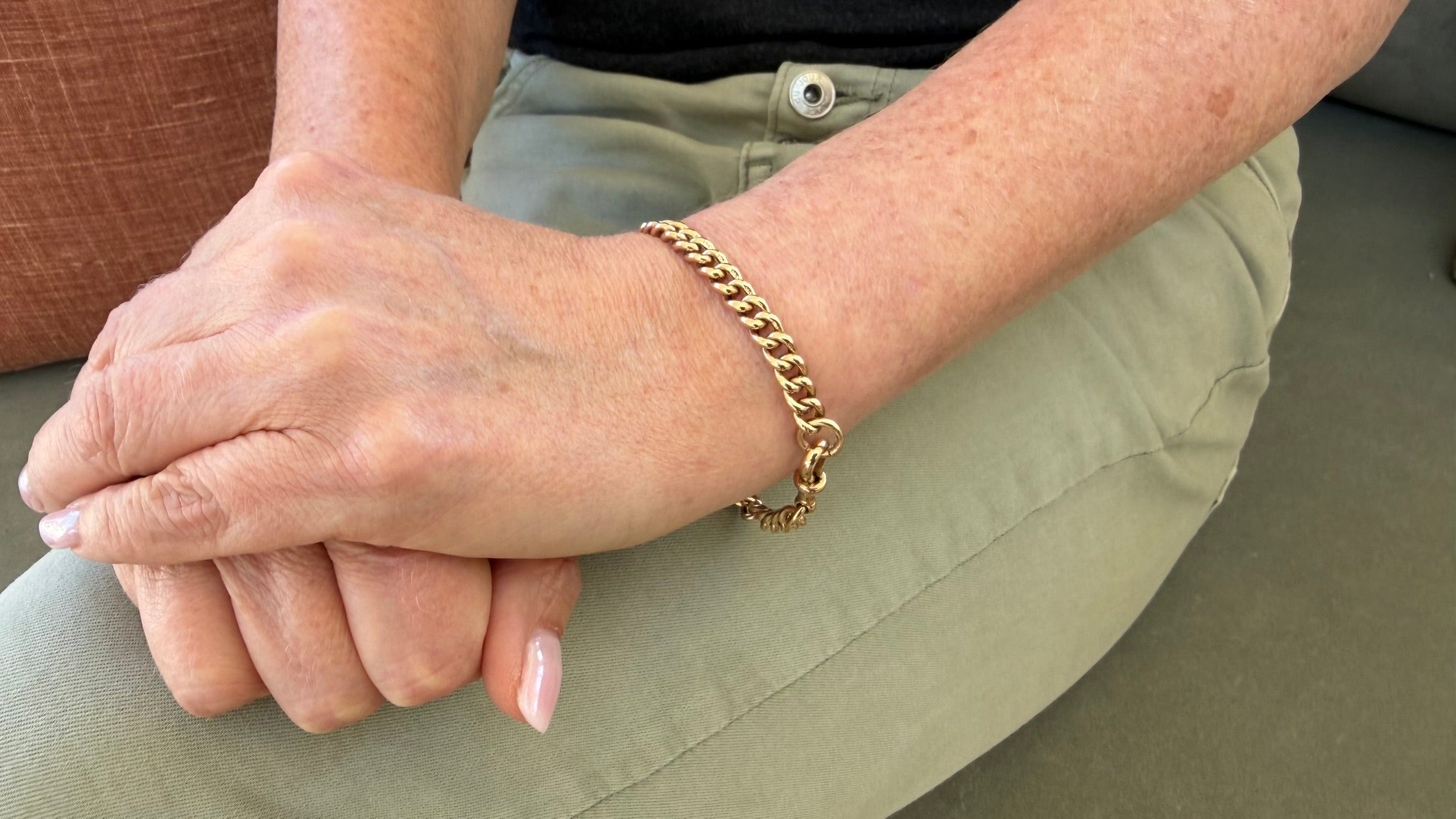 Antique 9ct Gold Curb Bracelet with John Goffe and Son Albert Clasp, reserved