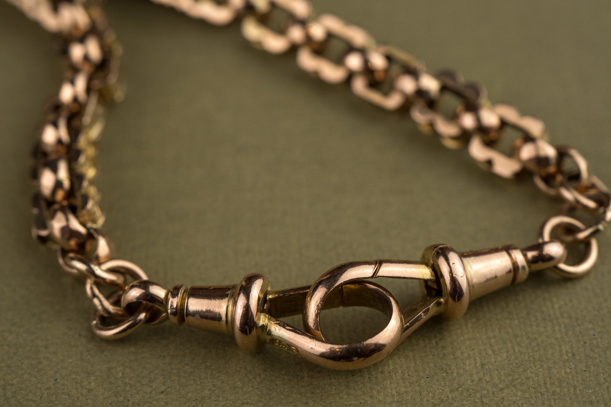 ANTIQUE 9CT GOLD LATE VICTORIAN FANCY DOUBLE TROMBONE ALBERT CHAIN - 26.6G image 8