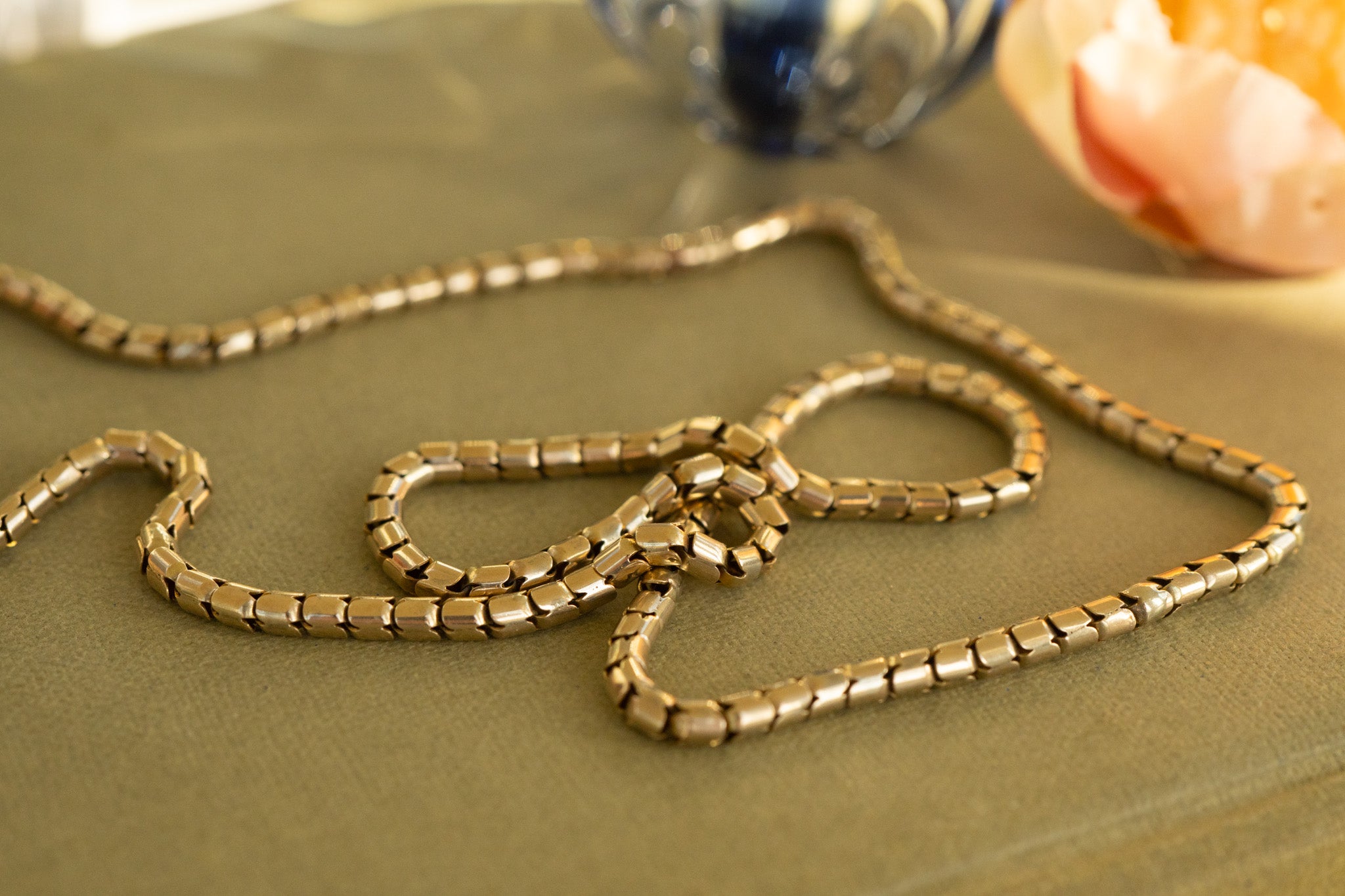 ANTIQUE LONG SNAKE CHAIN WITH ALBERT CLASP image 1