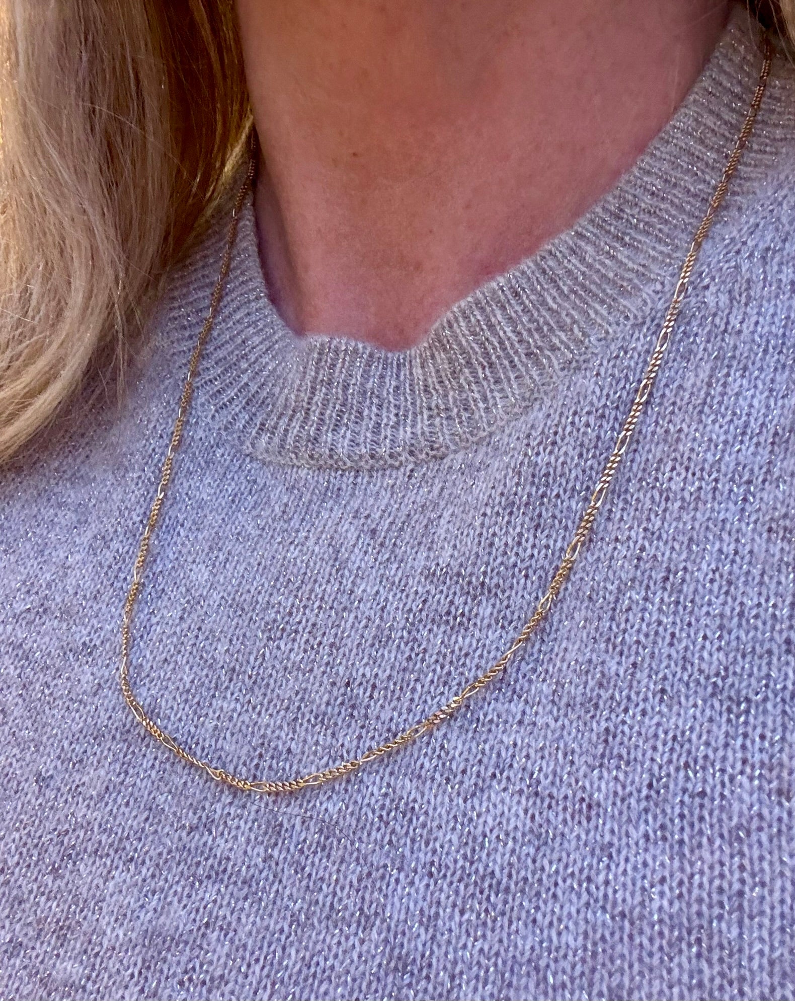 VINTAGE 9CT GOLD FIGARO CHAIN - 24 INCHES image 7