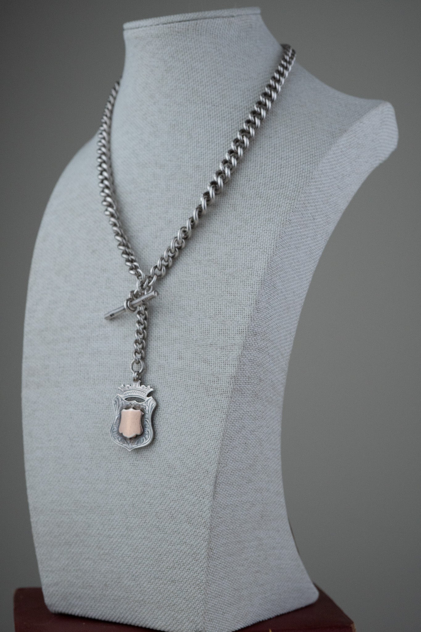 VICTORIAN HEAVY SILVER DOUBLE ALBERT CHAIN image 2